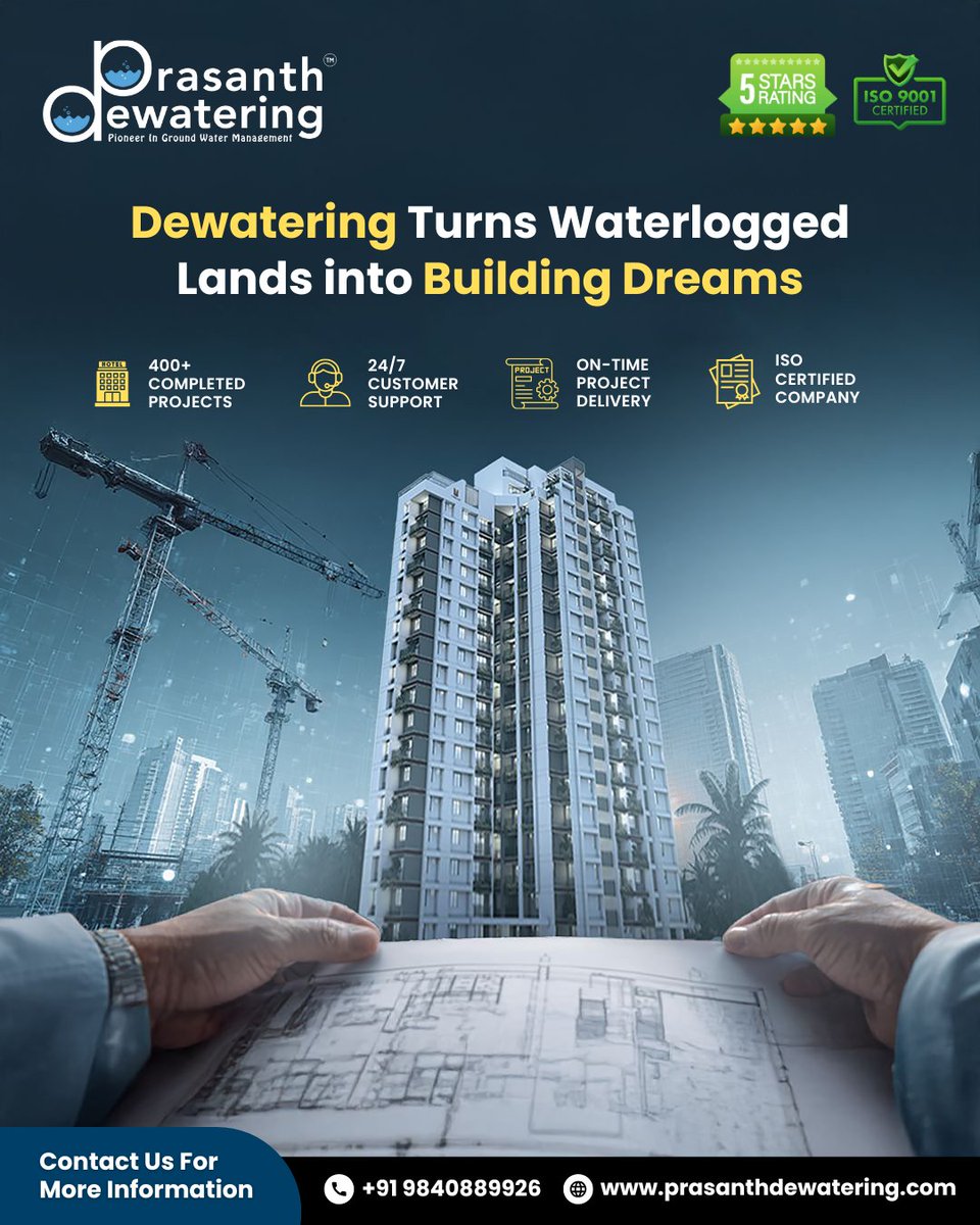 prasanthdewater's tweet image. When the ground needs strength, trust Prasanth Dewatering! 💧 We deliver advanced dewatering systems to control groundwater and secure your construction site. 

Contact us today!
🔗 prasanthdewatering.com
📲 +91 9840889926

#PrasanthDewatering #DewateringSolutions