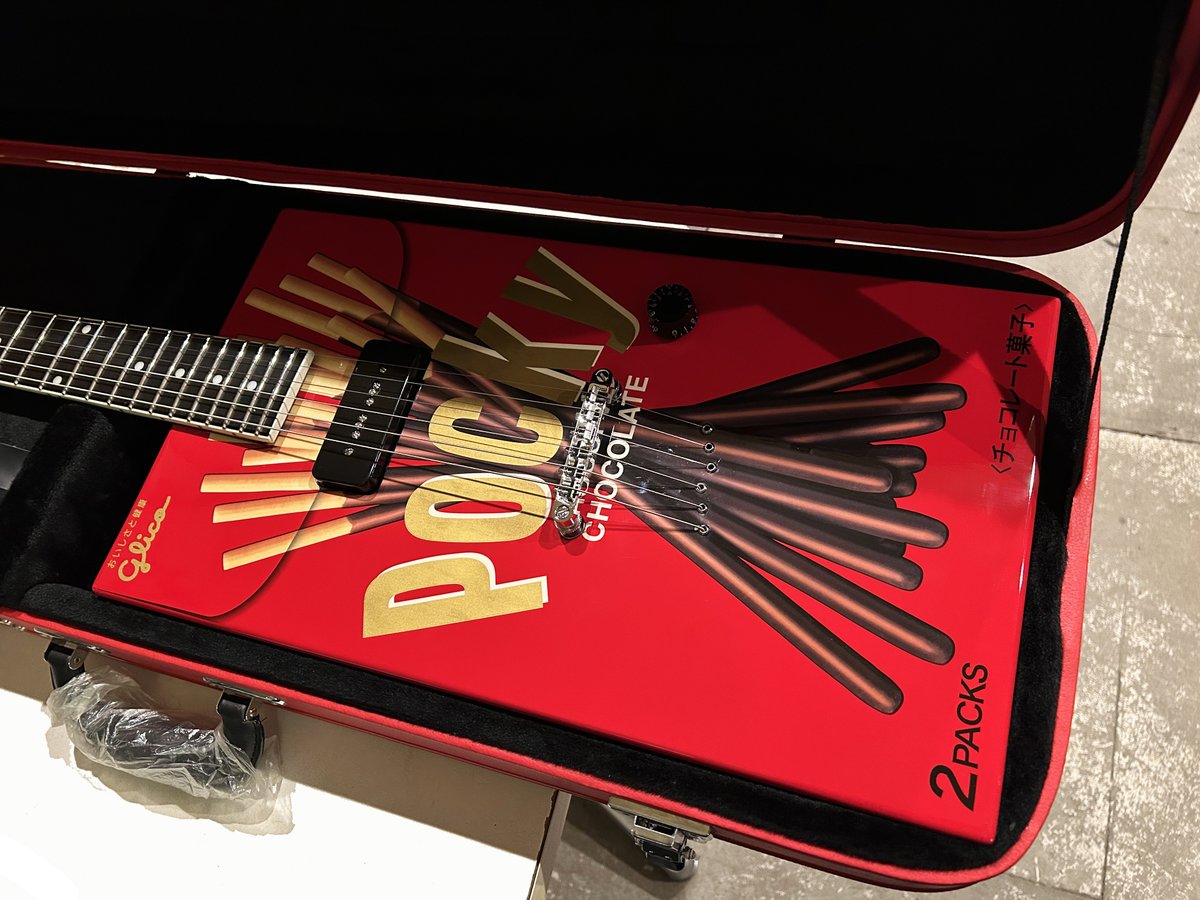 【送料込】pocky guitar ポッキーギター　斉藤和義 Yahoo!オークション - 東ハ 未使用【Glico Pocky Guitar】エレキ