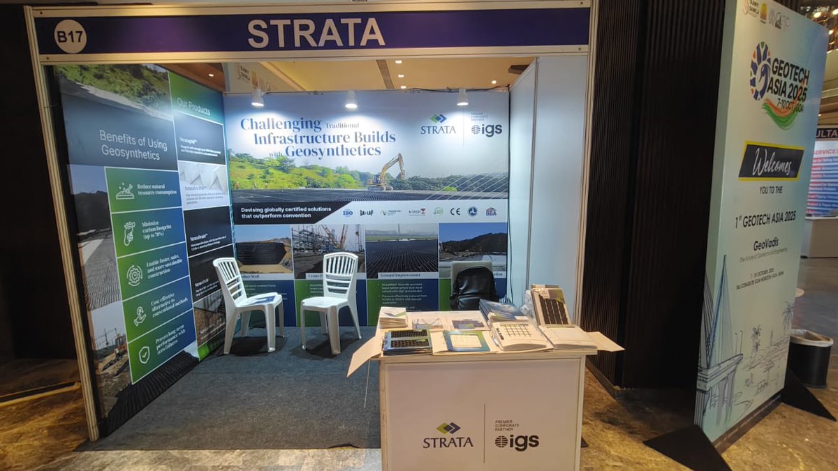 Strata_Global's tweet image. Here’s a look at the energy from GeoTech Asia 2025, Goa. Visit us by the 10th of Oct at Stall No. B17.

#Strata #Asia #GeoTech #Geotechnical #Geosynthetics #Geotextiles #Event