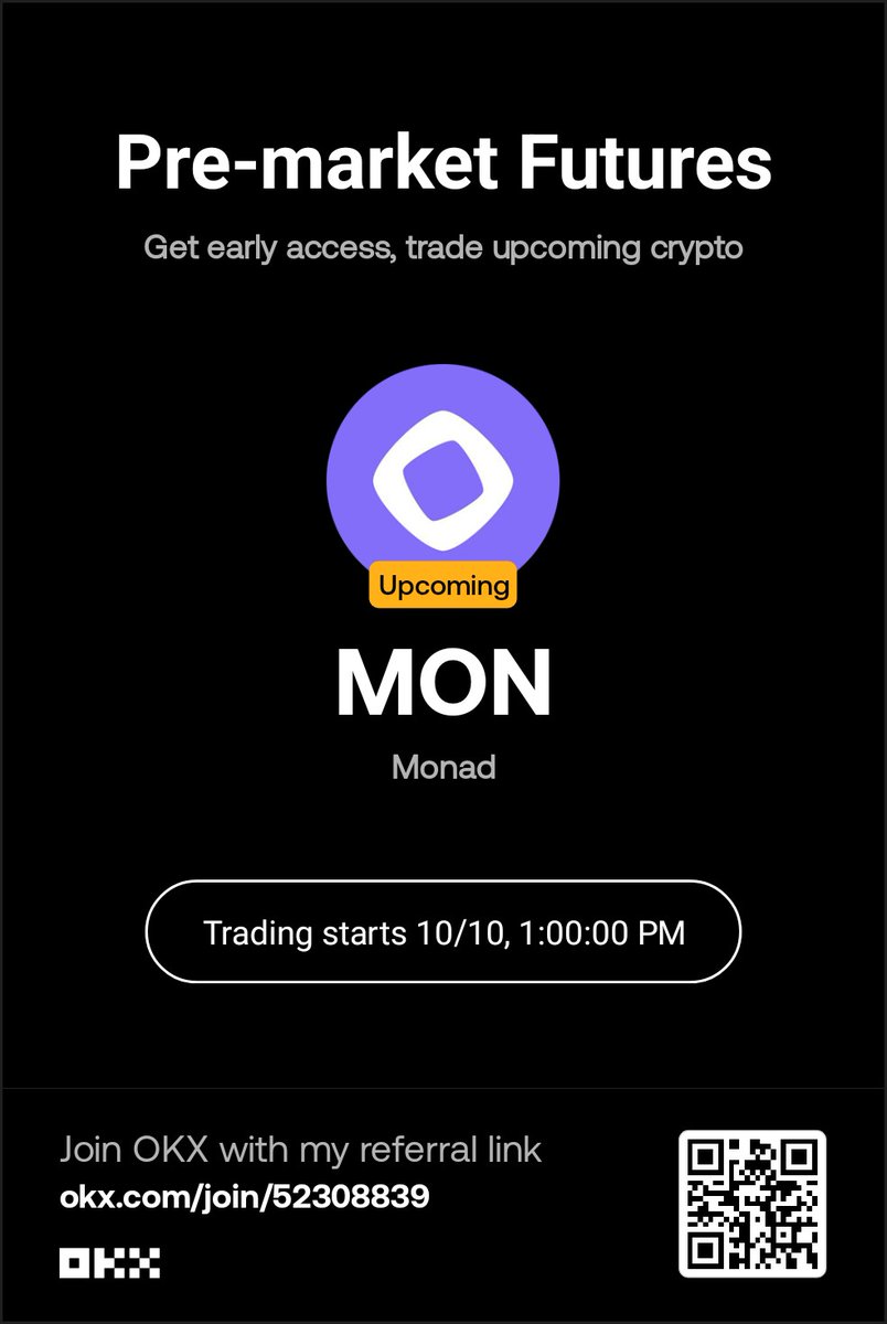 Monad $MON will be listing on <a href="/okx/">OKX</a> in pre-future market an hour's 👀