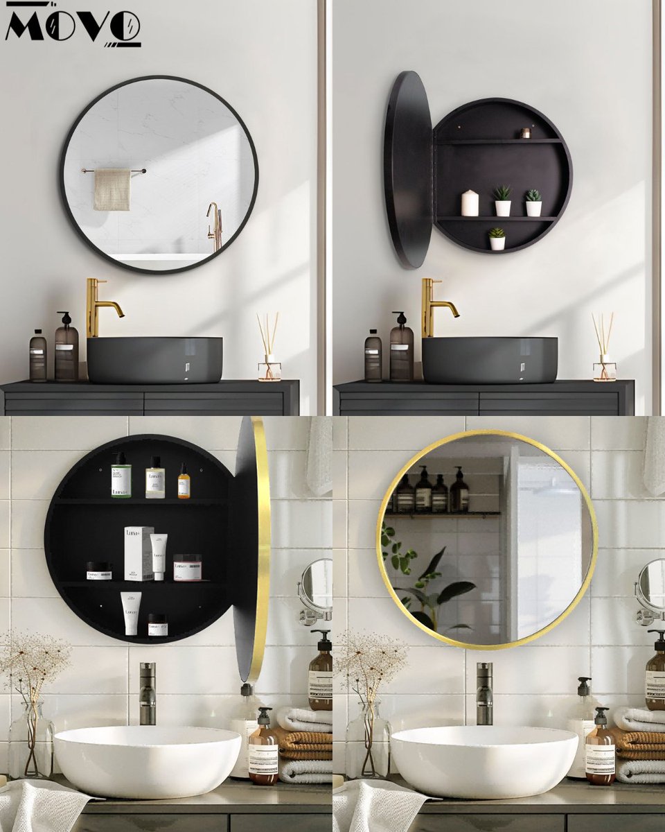 jacklee250526's tweet image. Your bathroom deserves a statement piece. 🖤💛 Which MOVO mirror suits you?
🖤 Sleek black = clutter-free &amp;amp; modern vibes
💛 Elegant gold = warm, luxurious feel
💬 Reply 🖤 for Black, 💛 for Gold
📲 Follow @jacklee250526  for more home inspiration.
 #interiordesign  #SmartStorage