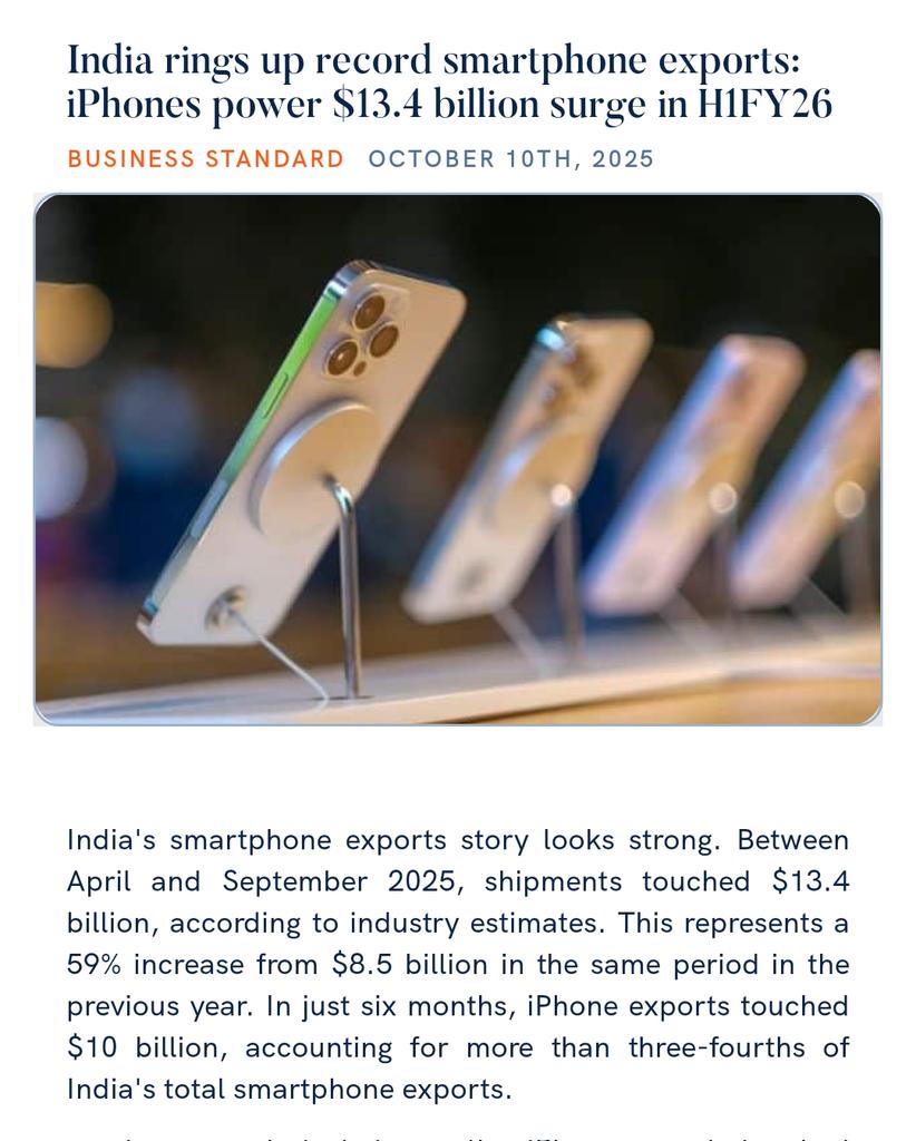 PMOIndia's tweet image. India rings up record smartphone exports: iPhones power $13.4 billion surge in H1FY26
business-standard.com/video-gallery/…
via NaMo App