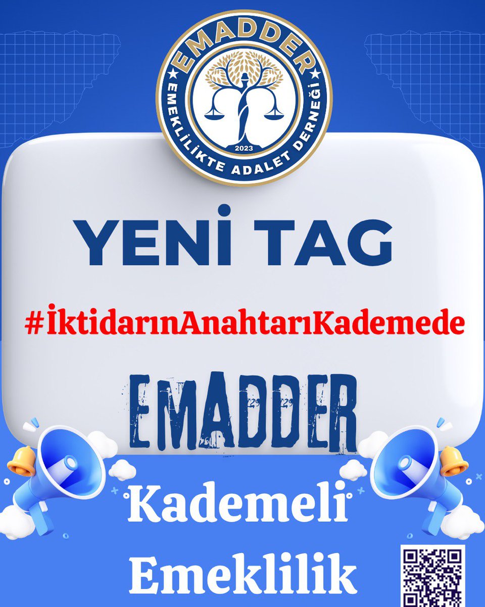 ‼️📣 YENİ TAG 📣‼️
👇👇👇👇👇👇
#İktidarınAnahtarıKademede

Yıllardır alın teriyle, emeğiyle çalışan milyonlarca insan bir gün farkıyla 17-20 yıl geç emekli ediliyor.
Bu tablo, adaletin terazisini bozmuş, eşitlik ilkesini yok saymıştır!

Bizim için kademe bir ayrıcalık değil,