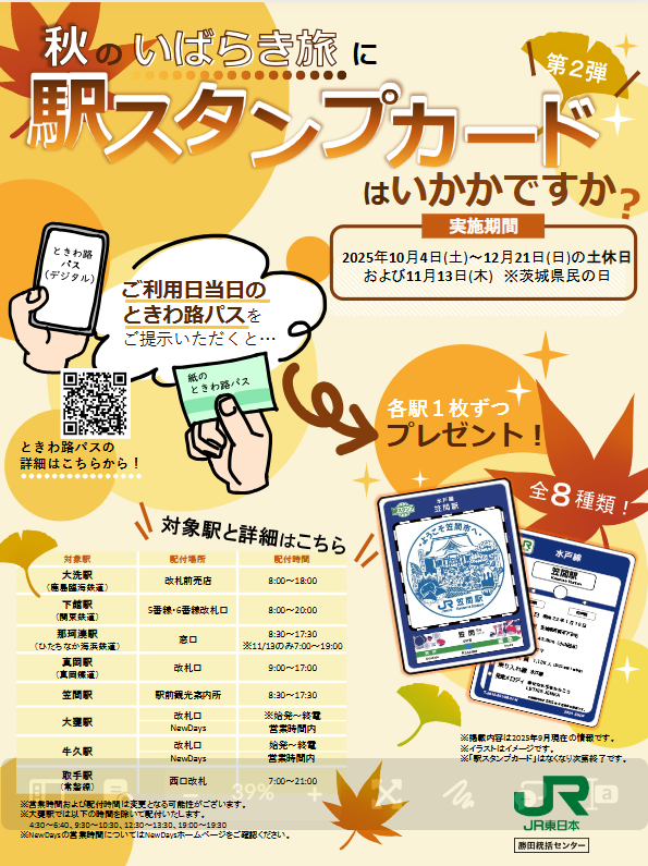 ときわ路パス　駅スタンプカード　2024&2025　全18種　コンプリートセット ムコナの⭐ちい旅 JR東日本水戸支社【公式】 on X