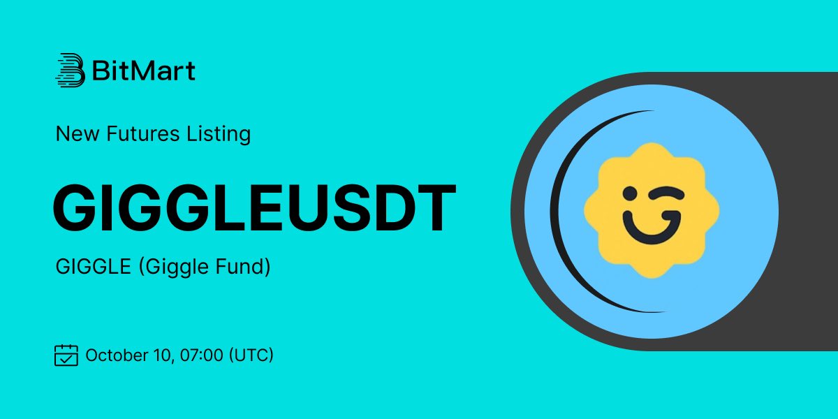 BitMart_Futures's tweet image. BitMart Futures Will Launch GIGGLEUSDT Perpetual contracts! 

Read more: bitmart.zendesk.com/hc/en-us/artic…