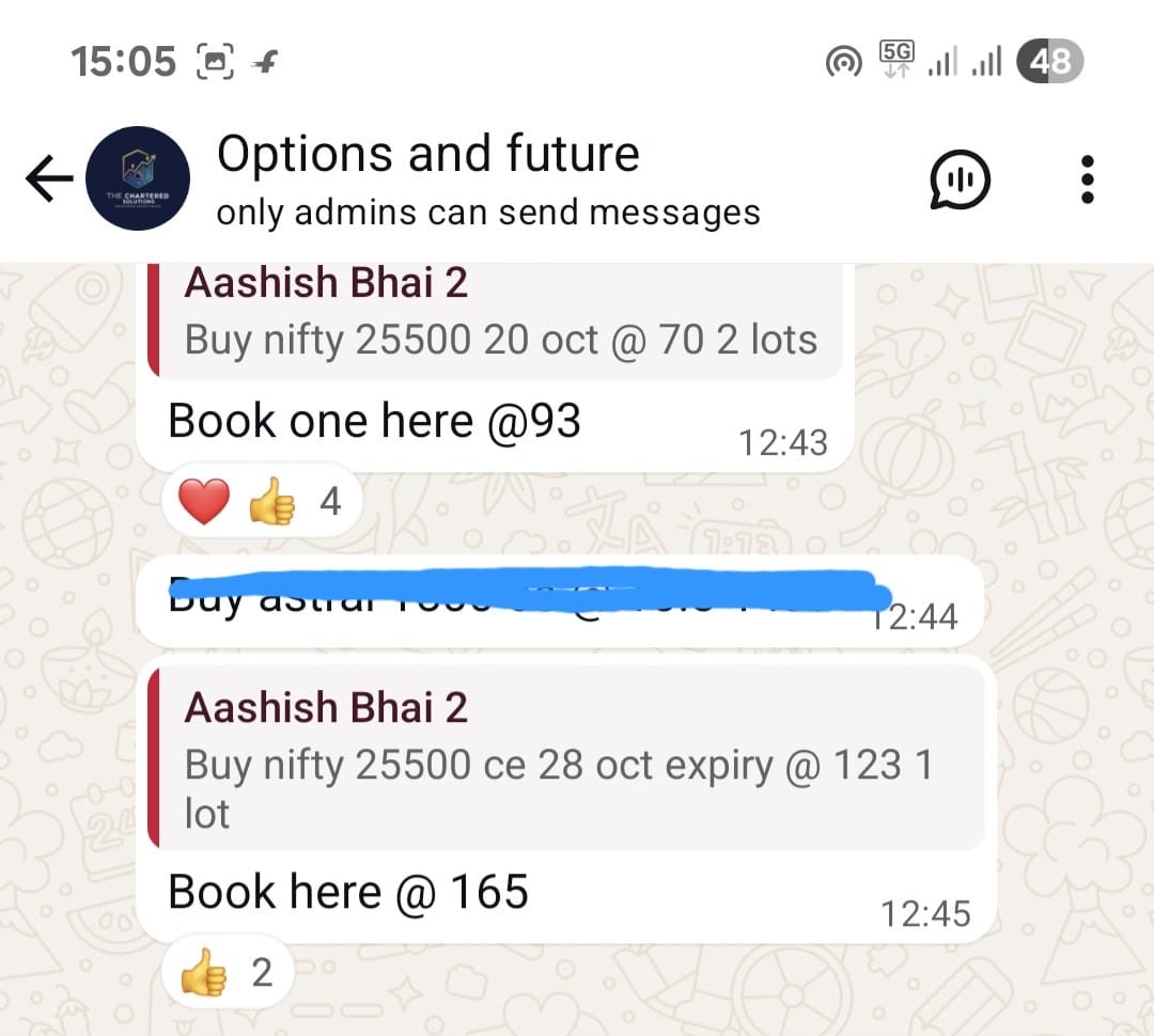 Gourav1104's tweet image. Today #premium_group 9 options call hit.
Total this month 31 option call hit (7 trading session )
#Wipro 260 Ce 1.95 to 2.65 
#WIPRO 265   ce 1 to 2.7
#Nestleind ce 6.5 to 11.80
#ETERNAL ce 1.80 to 2.6
#BAJAJAUTO  ce 44 to 55
#Nifty ce  70 to 93 
#nifty ce 123 to 165 
#GODREJPROP…