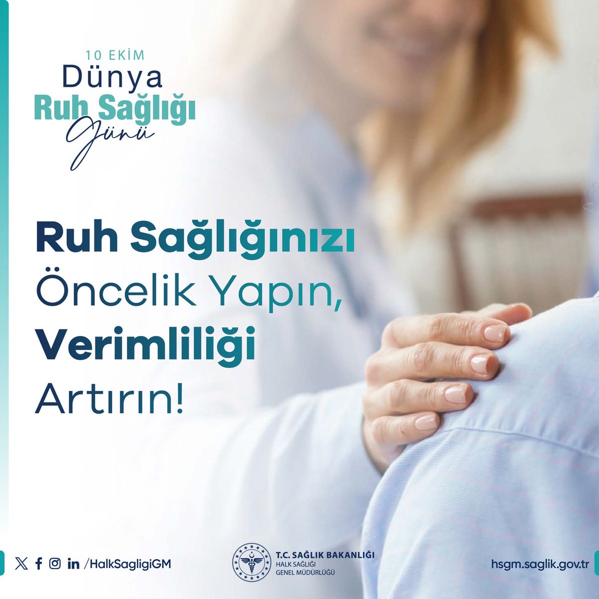 🧠 10 Ekim Dünya Ruh Sağlığı Günü
Bu yılın teması: “Afetler ve Acil Durumlarda Ruh Sağlığına Erişim” 🌍

Afetler sonrasında psikolojik destek, fiziksel yardım kadar önemlidir.

Birlikte güçlü, birlikte güvende olalım. 💚

#DünyaRuhSağlığıGünü #BirlikteGüvende #RuhSağlığı