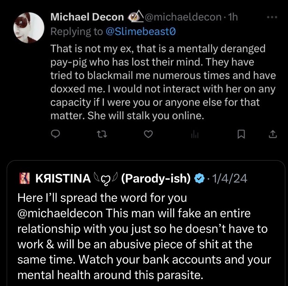 Cerberus0444's tweet photo. Periodic reminder this man is a huge fucking liar. And he still owes me a lot of money. @michaeldecon
#MichaelDeconProgram
#ufotwitter
Happy Friday! ๐ https://t.co/SIzvHVftD7