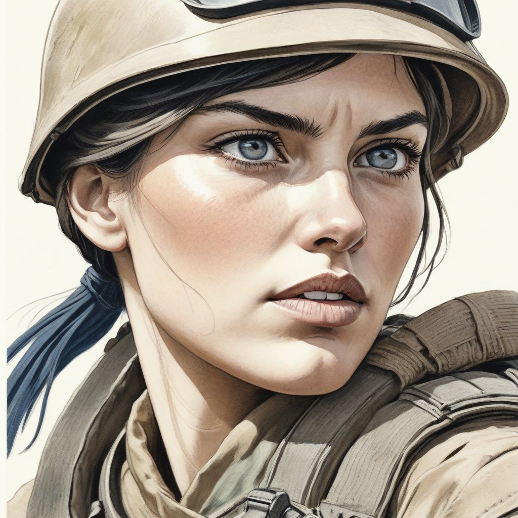 AbsurdAIHumor's tweet image. #ai #aiArt #aiArtWork #pencil #sketch #MidJourney #female #soldier #determination #battlefield #portrait #art #realism