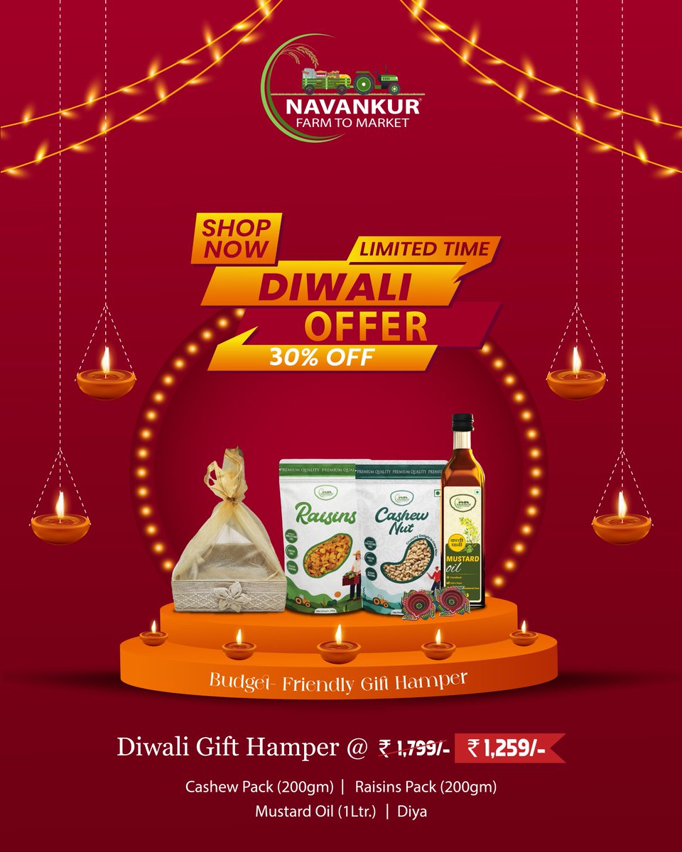 Navankur6's tweet photo. Celebrate Diwali with Navankur Gift Hampers! 🎁🪔

Packed with natural goodness — dry fruits, honey, mustard oil &amp; more.

🎉 Festive Offer: 30% OFF

Pre-book now: https://t.co/xcauB5Ffhq | 📞 +91-98101 55076

#Diwali2025 #Navankur #HealthyGifting #DiwaliGiftHampers #OrganicIndia https://t.co/jmlkmwVbM1