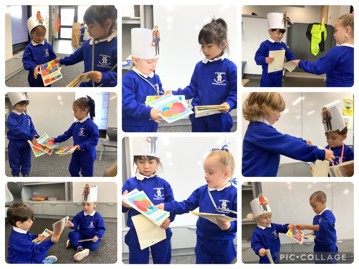 StCuthbertsPri's tweet image. After reading the story called ‘The Postman Bear,’ our Nursery children delivered cards to their friends and counted out 3 in the correct order.  #StCuthbertsMaths #StCuthbertsEYFS