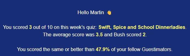 rezner's tweet image. Even a sad 3 beats @bushontheradio  😆My lowest ever score I think.  @Guestimators