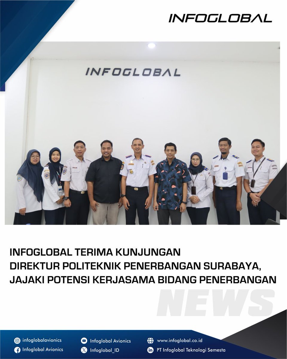 infoglobal_ID's tweet photo. Infoglobal 🤝 @poltekbangsby  
Menjajaki kolaborasi dalam pengembangan SDM, sertifikasi, &amp; keilmuan penerbangan demi kemajuan teknologi avionik Indonesia.
#Infoglobal #PoltekbangSurabaya #AviationTechnology #Collaboration #Avionics
Baca selengkapnya: https://t.co/gKd6xAyCBb https://t.co/uZq73Noc4d