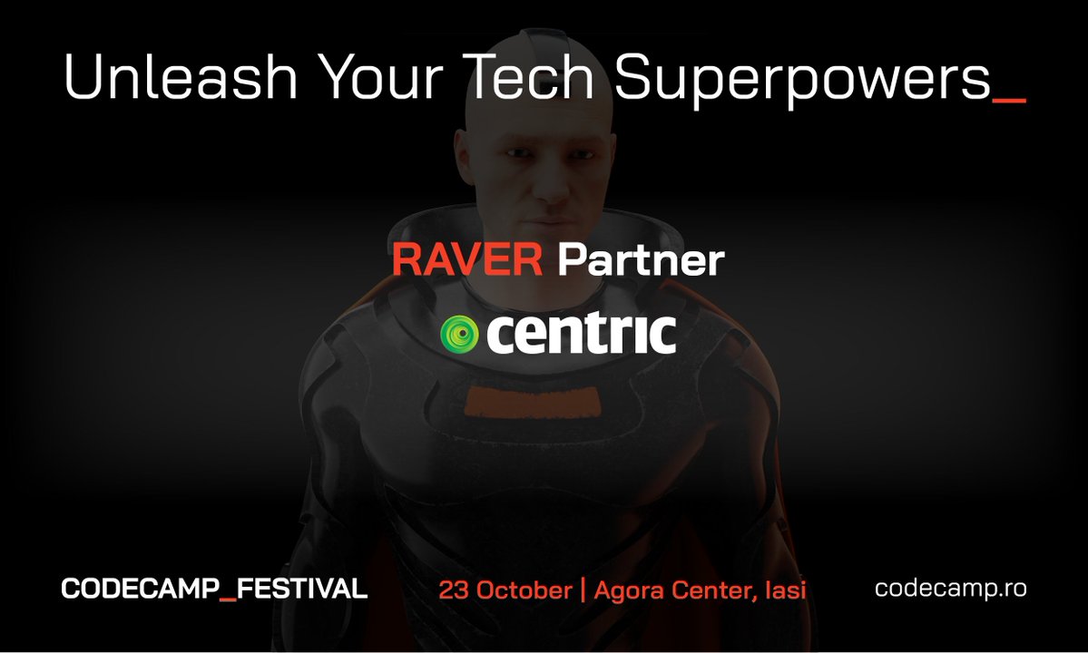 Codecampro's tweet image. We are pleased to introduce Centric IT Solutions Romania as a Raver Partner at Codecamp_Festival Iasi 2025: codecamp.ro/codecamp-festi…!