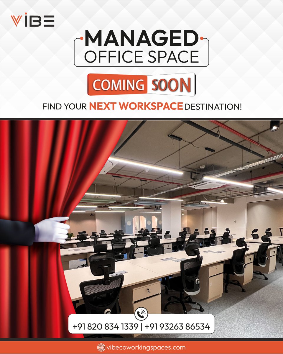 vibe_cowork's tweet image. Something exciting is on the way!

A brand-new Managed Office Space by #VibeCoworkingSpaces is coming soon to Balewadi High Street, built for comfort, collaboration &amp;amp; productivity.

#vibemanagedofficespaces #managedofficespaces #balewadihighstreet #pune #ComingSoon #staytuned