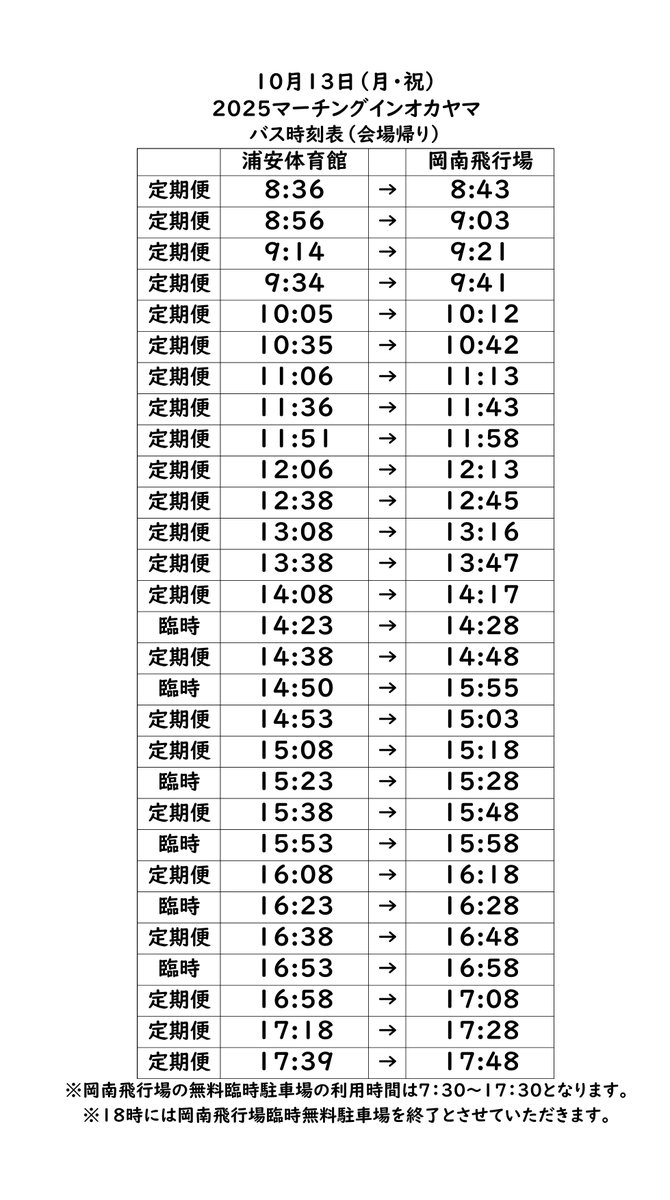 10月13日のお客様用駐車場は ①岡南飛行場無料臨時駐車場【駐車は無料 10月13日のお客様用駐車場は ①岡南飛行場無料臨時駐車場【駐車は無料