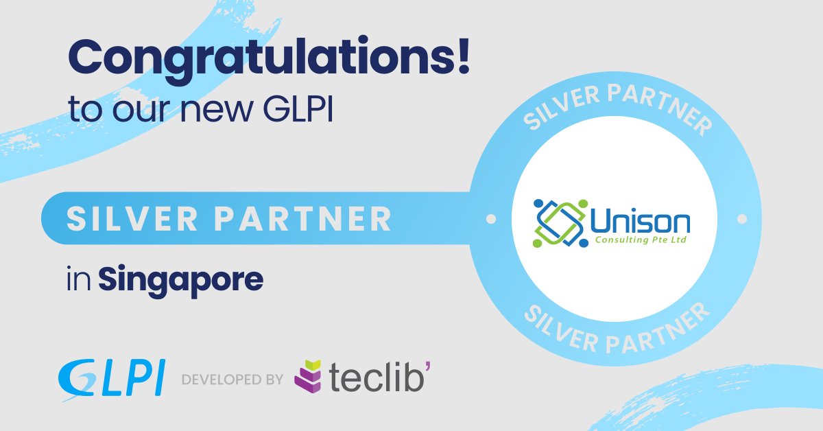 🎉 Welcome aboard dear Partner!

We are happy to announce our new GLPI Network Silver Partner — Singapore: Unison Consulting Pte Ltd 🇸🇬

🌐 Website: unisongroup.com

Would you like to become a GLPI partner? Contact us 👉🏻glpi-project.org/en/contact/

#GLPI #GLPIPartners