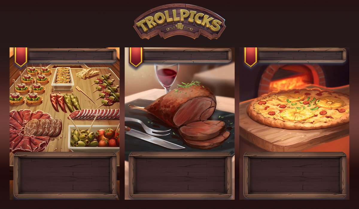 TrollpicksTCG's tweet photo. Et voilà trois nouveaux trollpicks de quoi vous mettre l’eau à la bouche ! Cette fois-ci, faites place à…
TAPAS
GIGOT D'AGNEAU et…
PIZZA ANANAS 🍍
Kickstarter en bio 📎
#Trollpicks #TCG #JeuDeCartes #Lancement #Stratégie #Slipix https://t.co/KXGuxU8ail