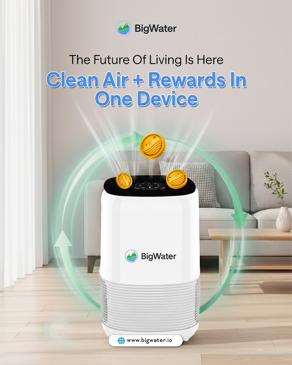 Why settle for an ordinary purifier when your air can do more?

BigWater combines:
🌬️ Smart sensors to monitor and improve indoor air
📊 On-chain tracking for verified impact
🪙 Free $BIGW token rewards for every 20 hours of clean air

This is sustainability made smarter — for