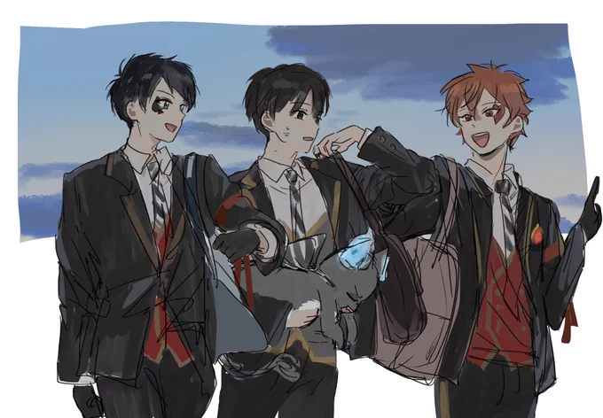 いつもの放課後。 部活に行く2人()と学園長の雑用係として駆り出されるオンボロ組。 #twstファンアート