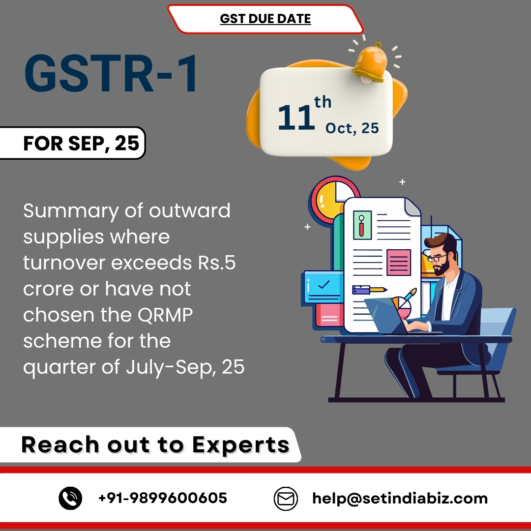 setindiabiz's tweet image. 🚨 GST Due Date Alert  🚨

Filing Form GSTR-1 Due Date is nearing faster.

File timely to ensure compliance.

Stay informed!  

Get Help @ zurl.co/CFW88

Join WhatsApp: zurl.co/VadUg

#gstr1 #gstfiling #gstreturn #duedate #gstdutedate #deadline #setindiabiz