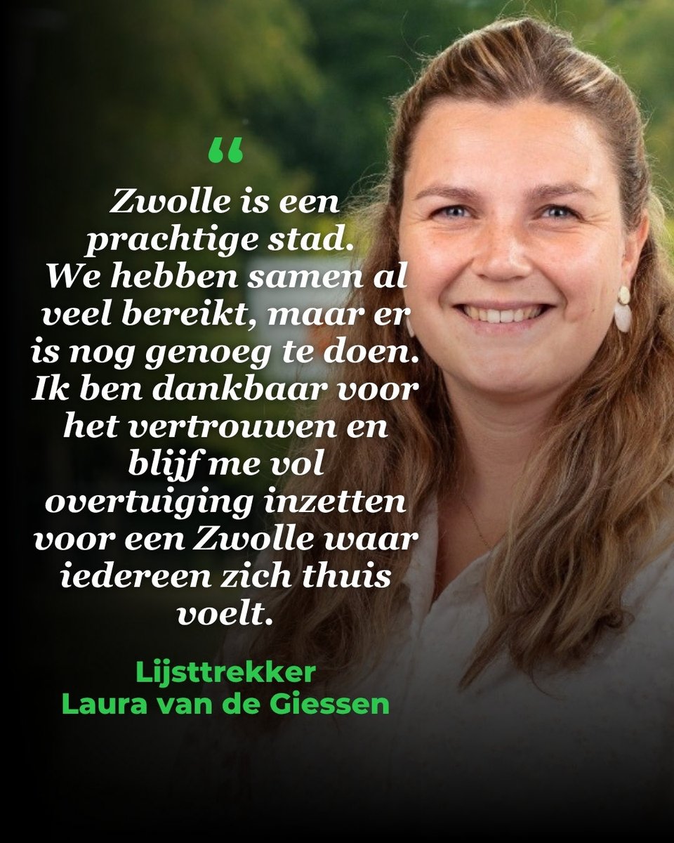 CDAZwolle's tweet image. 🚀 Laura van de Giessen wordt onze #lijsttrekker!
Met haar energie, ervaring en hart voor #Zwolle gaat Laura ons vol vertrouwen richting de #gemeenteraadsverkiezingen van 2026 leiden. 💪

Lees Laura’s hele reactie hier:

cda.nl/overijssel/zwo…