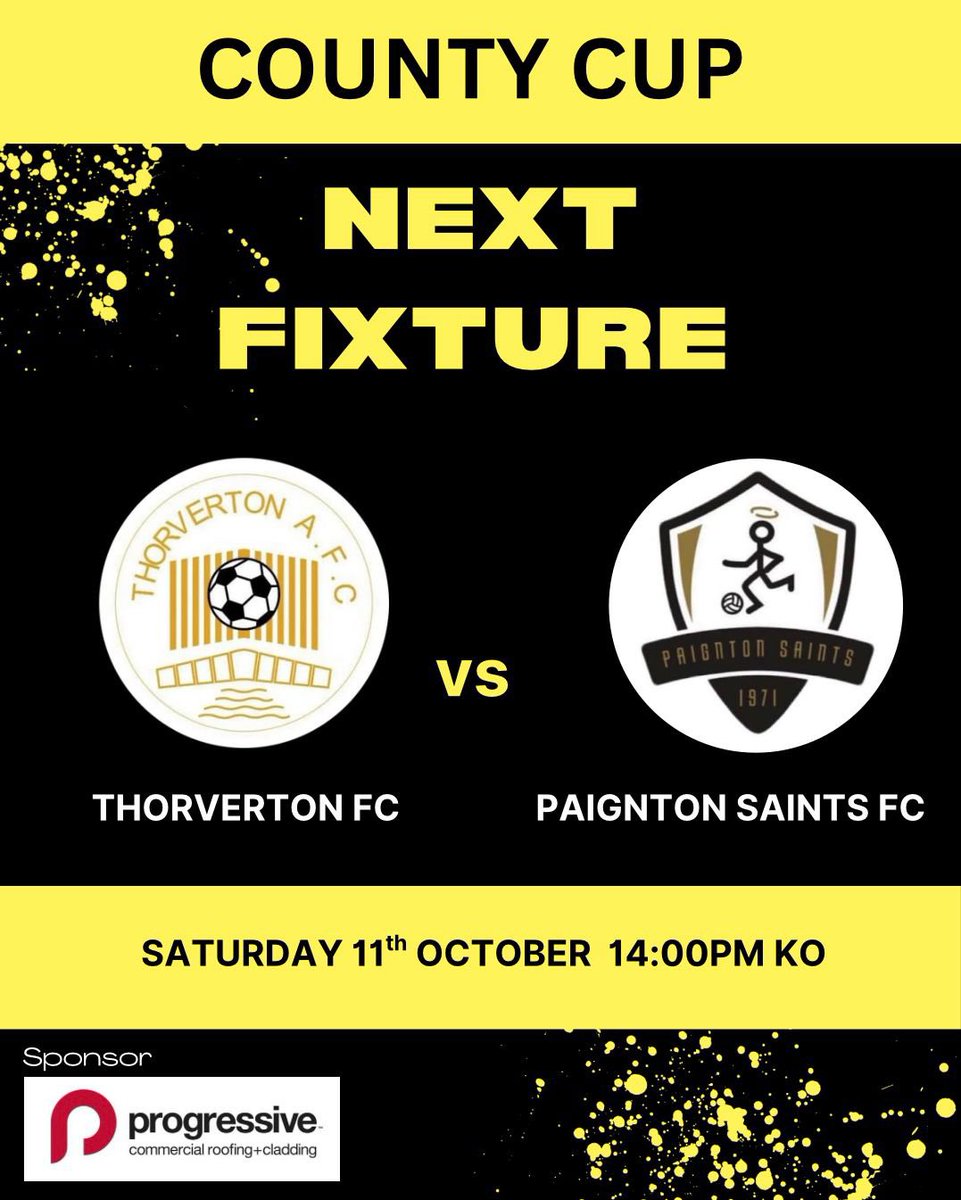 ThorvertonFC's tweet image. County Cup Weekend! We welcome Paington Saints to The Rec in the 2nd Round as we seek a result and performance to get our season back on track 💛🖤
@devondfl @swsportsnews