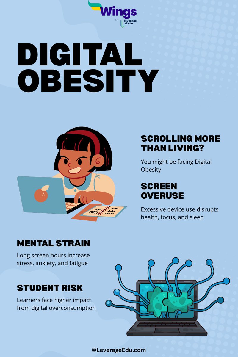wings_leverage's tweet image. More Online Than Life

1. Welcome to the age of Digital Obesity!!
2. Too much scrolling. Too much living.
3. Students feel it the most, tired eyes &amp;amp; restless minds.

Explore:
🔗leverageedu.com/discover/schoo…

#DigitalObesity #MindfulTech #DigitalDetox #StudentLife #DigitalWellness