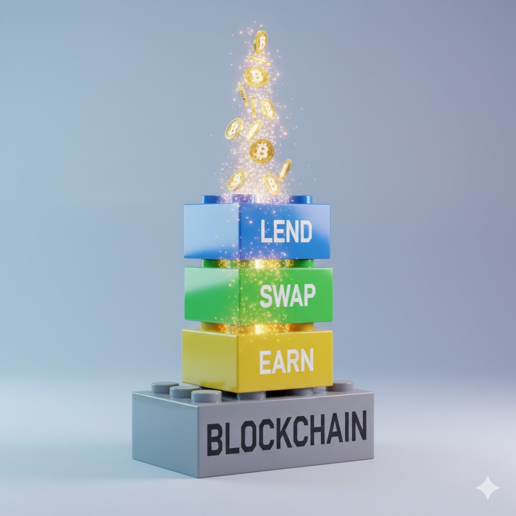 ApyPulse's tweet photo. Imagine building a custom financial house, piece by piece.

Your mortgage, insurance, and investments all snap together perfectly—no central manager needed.

That's the core idea behind DeFi's "Money Legos."

A short explainer 🧵👇 https://t.co/pLHYEY2er6