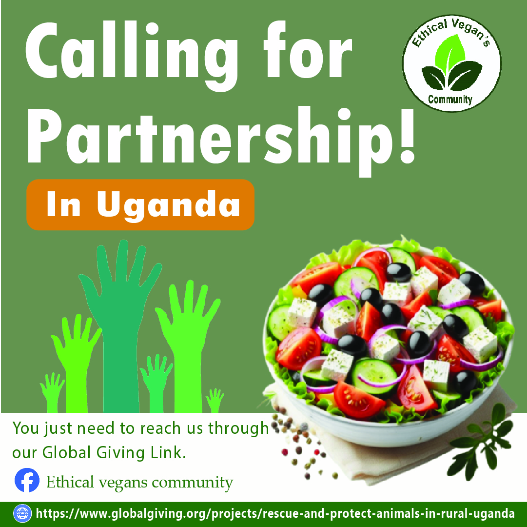 "CALL FOR PARTNERSHIP &amp; SUPPORT! We're promoting plant-based living &amp; supporting veganic farmers in Uganda. We need your help to scale our impact! Partner with us, collaborate on projects, or support our work by sharing our content. Let's create a kinder, more compassionate world