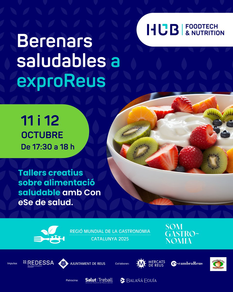 🥞 🍏 Berenars saludables a exproReus! Vine amb els més petits a aquest taller creatiu sobre alimentació

📅 dissabte 11 i diumenge 12
🕠 de 17:30 a 18 h
📍 Espai Ciència i Innovació

🔗Programa: firareus.com/agenda/53a-edi…

<a href="/MercatsdeReus/">Mercats de Reus</a> <a href="/cambrareus/">Cambra de Reus</a> #DOPavellanaDeReus <a href="/reus_cat/">Ajuntament de Reus</a>