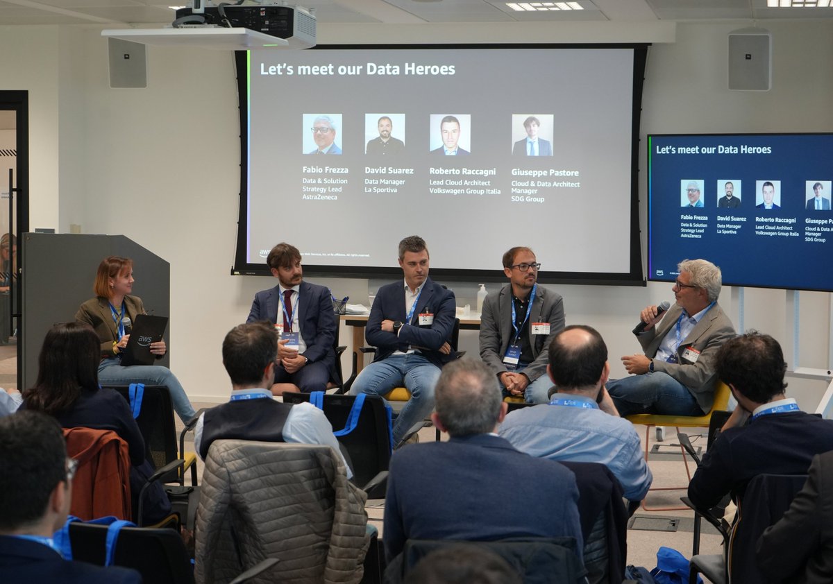 sdggroupitaly's tweet image. Grande successo mercoledì per il nostro evento &quot;Data Platform Heroes&quot; con @awscloud! 📈

Dialogo su #DataPlatform e #GenAI con una tavola rotonda con AstraZeneca, La Sportiva e Volkswagen Group Italia.

Grazie a tutti i relatori e partecipanti!

#SDGGroup #AWS #AI