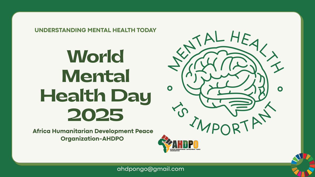 ahdpongo's tweet photo. World Mental Health Day 2025 shines a spotlight on the critical intersection of mental health and emergencies, a reality felt acutely in vulnerable African communities facing conflict, disaster, and displacement. 
#WorldMentalHealthDay #MentalHealthInEmergencies #AHDPO https://t.co/GYNFeYnMIN