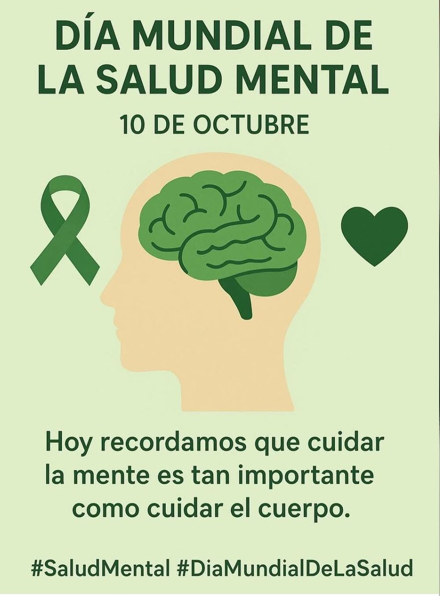 Buen día, Gente.

Día Mundial de la Salud Mental.

Mi reconocimiento a todos los que viven en un mundo diferente y a todos los que trabajan para mejorarlo, especialmente a mí TEO favorita. <a href="/lsanjuang/">Lorena San Juan</a> 😘😘