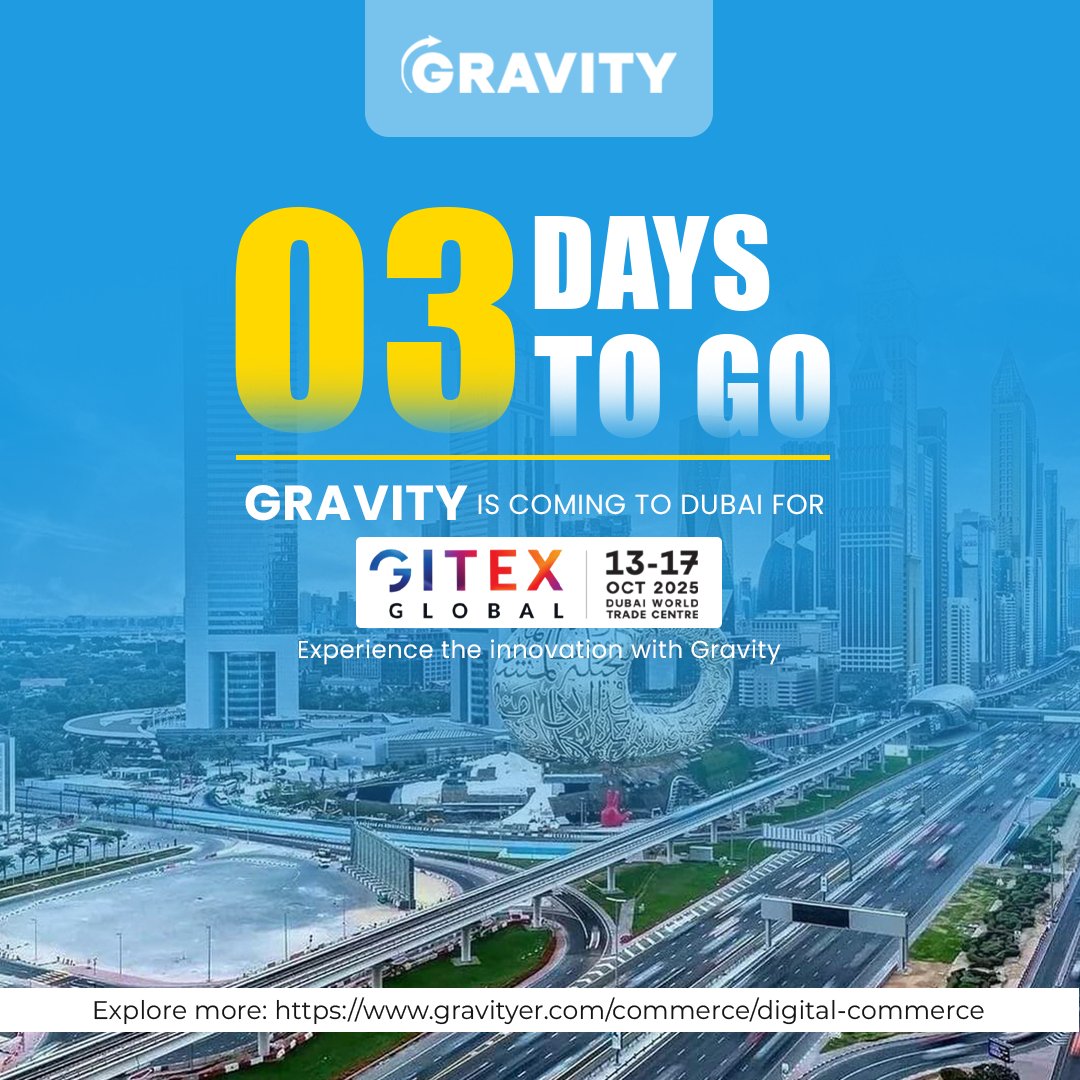 Techgravityer's tweet image. 3 Days to Go for GITEX Global 2025!
- 13–17 October 2025
- Dubai World Trade Centre
Gravity Engineering Services is thrilled to be part of this global technology and innovation event.
#teamgravity