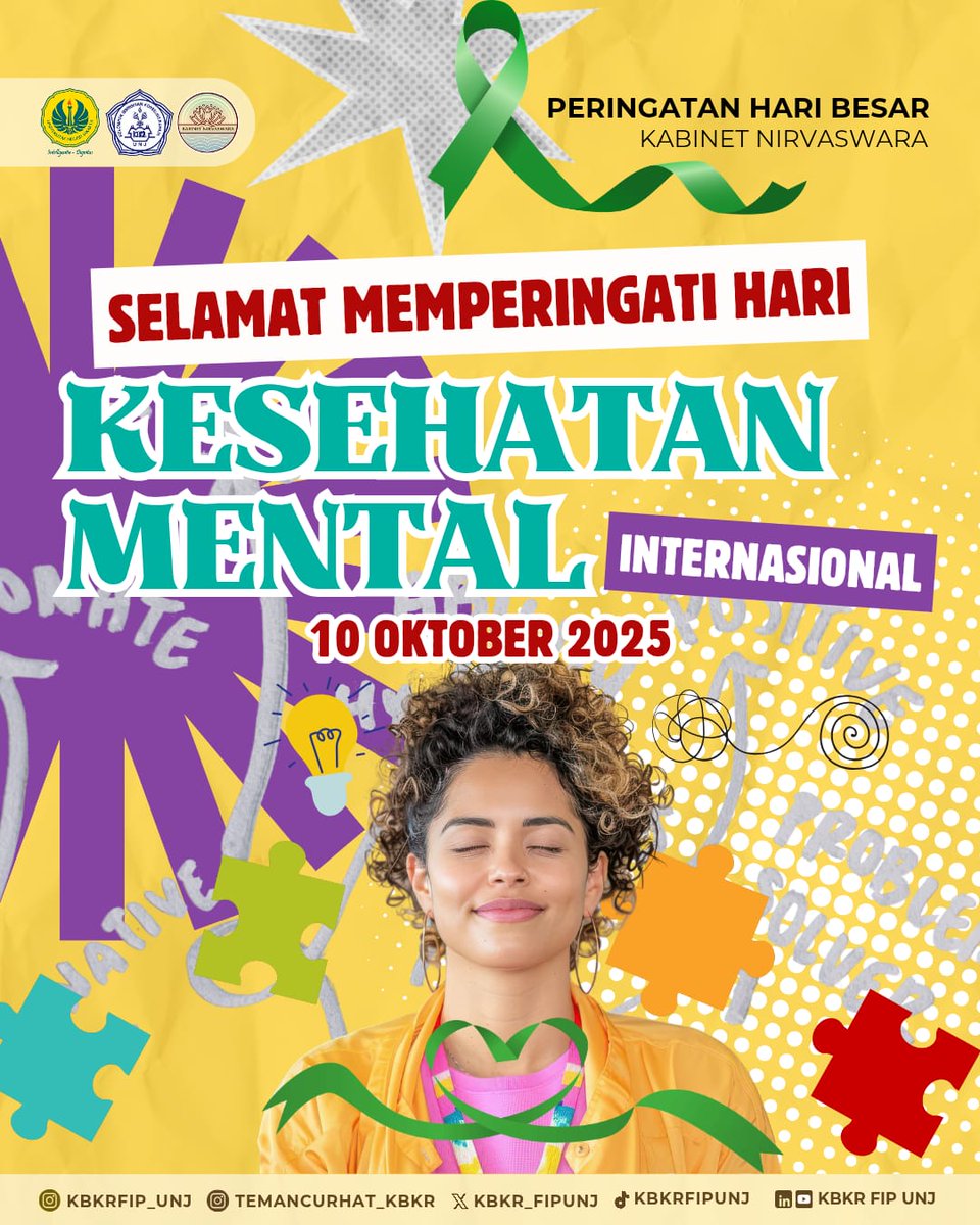 💚 [𝑯𝒂𝒓𝒊 𝑲𝒆𝒔𝒆𝒉𝒂𝒕𝒂𝒏 𝑴𝒆𝒏𝒕𝒂𝒍 𝑺𝒆𝒅𝒖𝒏𝒊𝒂] 💚

Kesehatan mental bukan hanya tentang mengatasi stres, tapi bagaimana memberi ruang untukmemahami, dan menerima diri seutuhnya. 

📷 IG : @kbkrfip_unj
🎶 TikTok : <a href="/kbkrfipunj/">kbkr fip unj</a>
➖➖➖➖➖➖➖➖
©️ 𝑴𝒆𝒅𝒊𝒂 𝑲𝑩𝑲𝑹