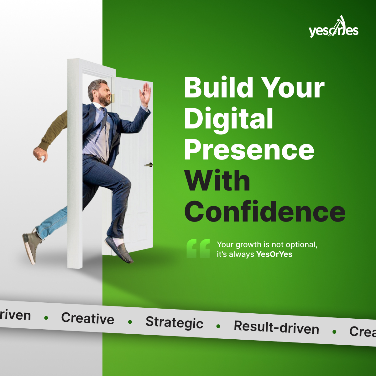 Being online is easy. Growing takes strategy.
At YesOrYes, we help your brand get real results. 💡
.
.
#DigitalMarketing #BrandStrategy #OnlineGrowth #MarketingSuccess #YesOrYes 
#BusinessGrowth #BeVisible #GrowYourBrand #DigitalExcellence