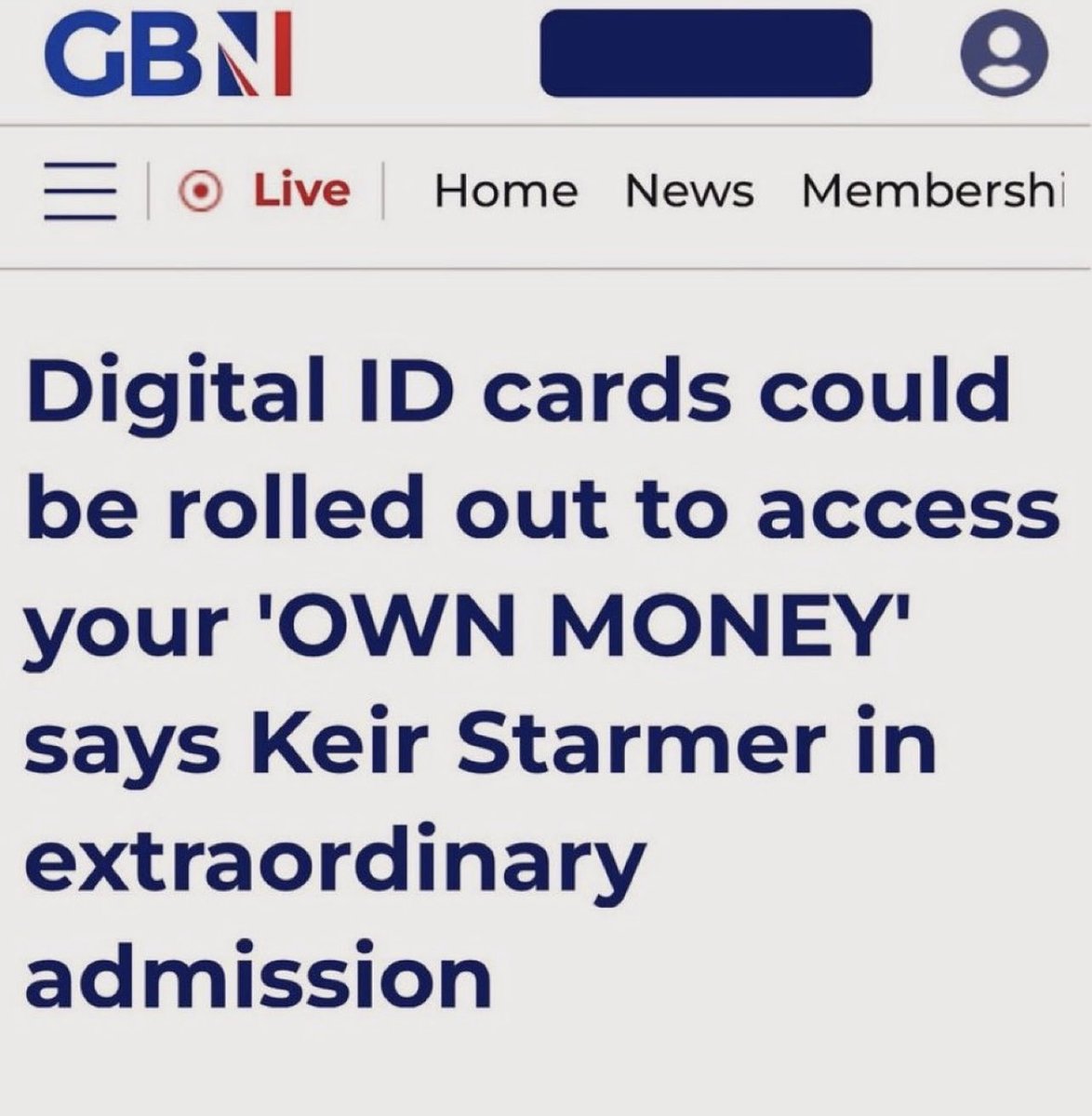 ⚠️ YOU’LL NEED PERMISSION TO ACCESS YOUR OWN MONEY ⚠️

Keir Starmer has openly admitted that Digital ID cards could soon be required just to access your own bank account. Read that again - your own money.

This is not about safety, convenience, or efficiency. This is about