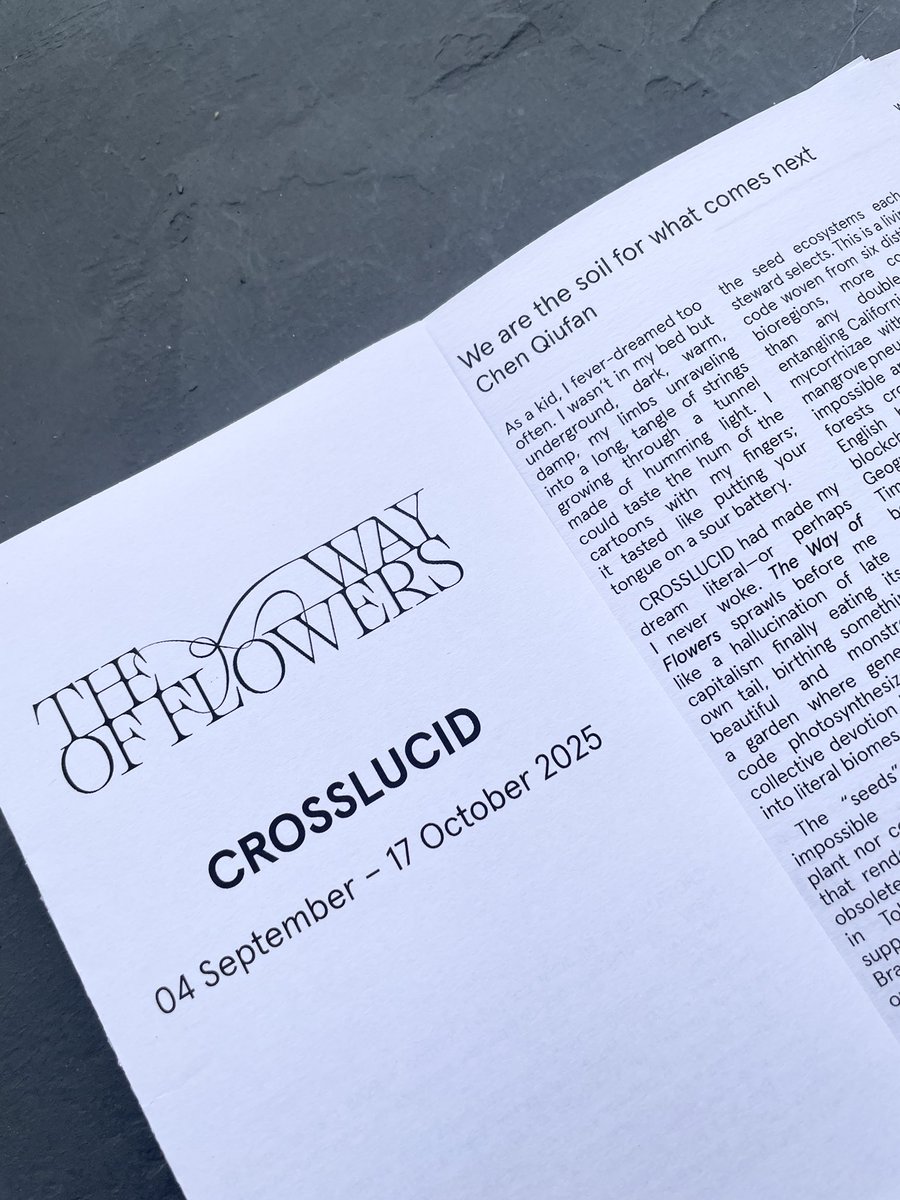 office_impart's tweet image. Honored to highlight Chen Qiufan — one of China’s leading voices in speculative fiction — with his essay “We Are the Soil for What Comes Next” that he wrote in dialogue with the exhibition ‚The Way of Flowers‘ by @xCROSSLUCID 

“Standing in this archive of impossible gardens,…