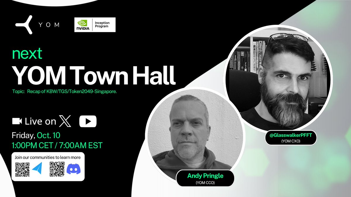YOM hit big at Korean Blockchain Week, Tokyo Game Show, and then Token 2049 in Singapore. Andy is back from his tour and will be spilling Alpha, along with out this supports our TGE on Oct 28th.

Join us in 3 hours at 1pm CET/7am EST on X!