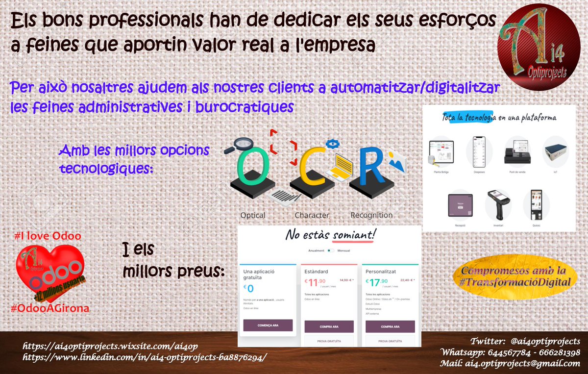 ai4optiprojects's tweet image. La Competitivitat de les petites i mitjanes empreses:
#Automatització, anàlisi de dades i #Optimització de processos amb #InteligenciaArtificial.
Amb #SolucionsAi4 us ajudem en la #GestiodelCanvi responsable i a la vostra mida.
#TransformacioDigital, #GestióEficient,