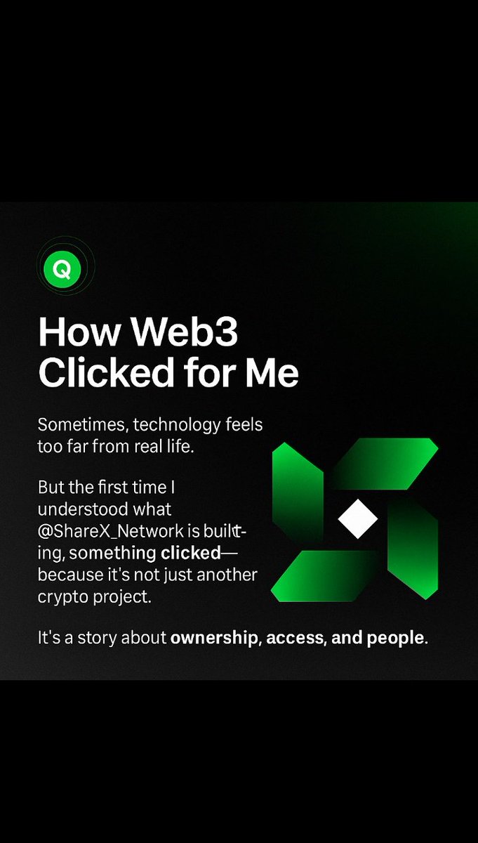 Web3Curiosity's tweet image. Sometimes, technology feels too far from real life.

But the first time I understood what @ShareX_Network is building, something clicked, because it’s not just another crypto project.
It’s a story about ownership, access, and people.

Let me explain. 🧵