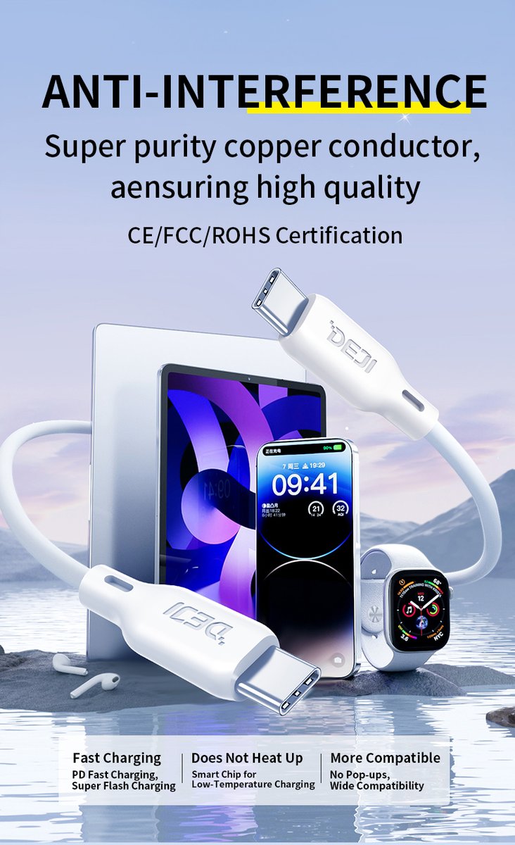 BatteryDeji's tweet image. DEJI ANTI-INTERFERENCE Cable ⚡
High-purity copper conductor = stable signal &amp;amp; strong performance.
✅ CE / FCC / RoHS Certified
#DEJI #Cable #AntiInterference #Tech #Quality #fastcharge