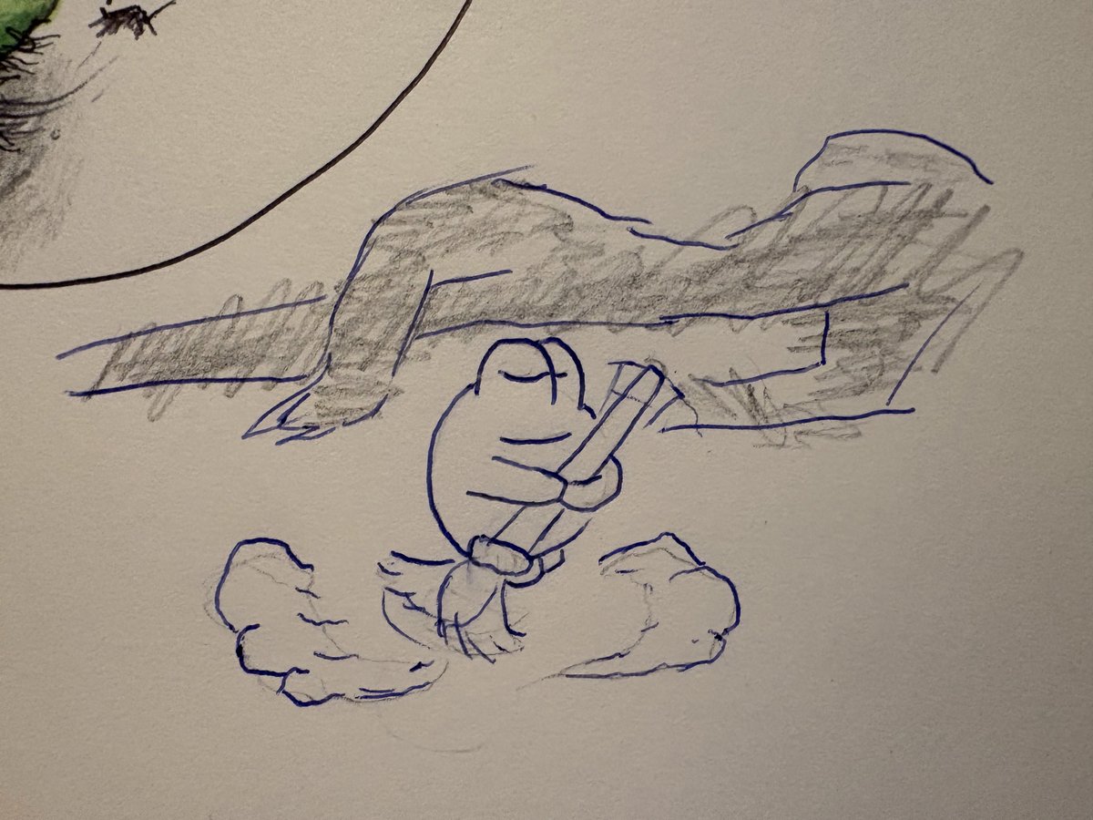 FilesProject's tweet image. That frog seeped the floor with him!

Day 10 - sweep 

@inktober
 #inktober #inktober2025