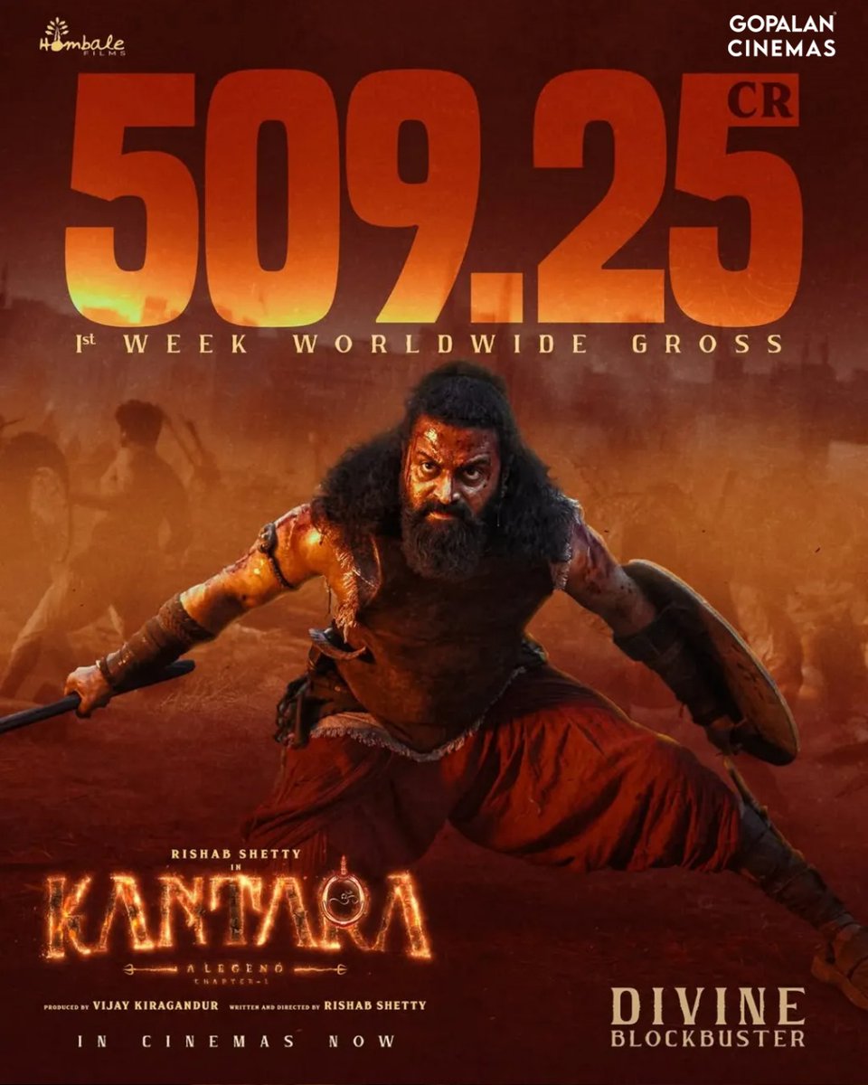 gopalan_cinemas's tweet image. 💥 Kantara Makes History! 💥
With an overall worldwide collection of ₹509 Crore, this blockbuster is a must-watch! 🌍🎬
🎟️ Watch it now at gopalancinemas.com

#Kantara #BlockbusterHit #509Crore #GopalanCinemas #NowPlaying #MovieMagic #DontMissIt