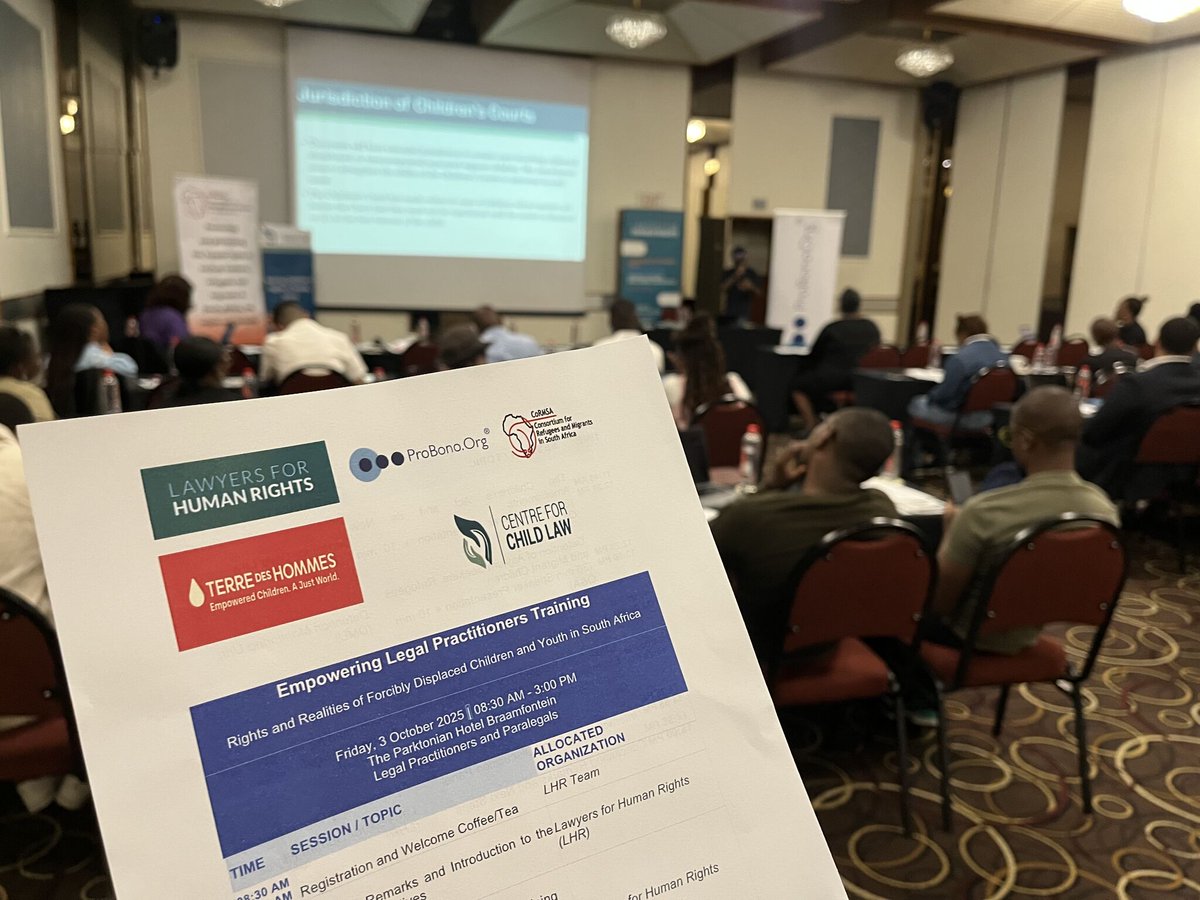 [RECAP]

On October 3, 2025, the Centre for Child Law facilitated some of the sessions at the Empowering Legal Practitioners Training hosted by Lawyers for Human Rights (<a href="/LHR_SA/">Lawyers for Human Rights</a>).

These sessions were facilitated by CCL's attorney, Mr. Fortunate Mongwai, who focused on “The