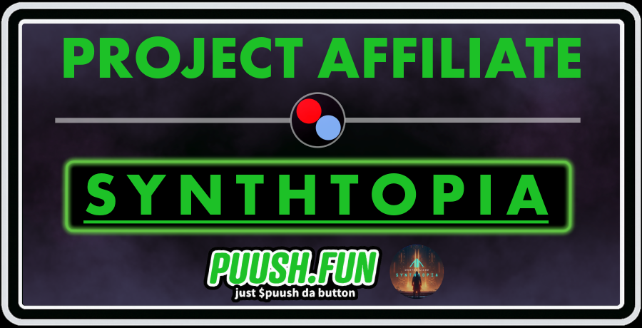 🔴 PUUSH.FUN × SYNTHTOPIA COLLAB ANNOUNCEMENT 🔵

Excited to come together with <a href="/synthtopiaworld/">SYNTHTOPIA</a> for this giveaway and official affiliate project partnership announcement!

AI co-creation meets utility and cultural meme power.
Create, earn, play, and mint your way