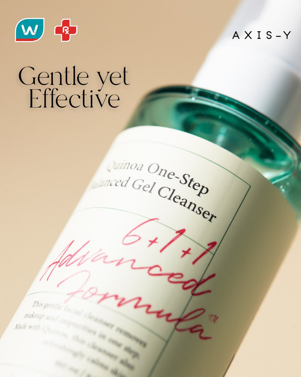 WatsonsPH's tweet image. Cleanser Highlight

🧼 Meet your skin’s new BFF – Quinoa One-Step Balanced Gel Cleanser 180ml.
✔️ Removes makeup + impurities
✔️ Gentle yet effective
📍 Find AXIS-Y at Watsons Stores

#AXISY #WatsonsPH #KBeautyEssentials