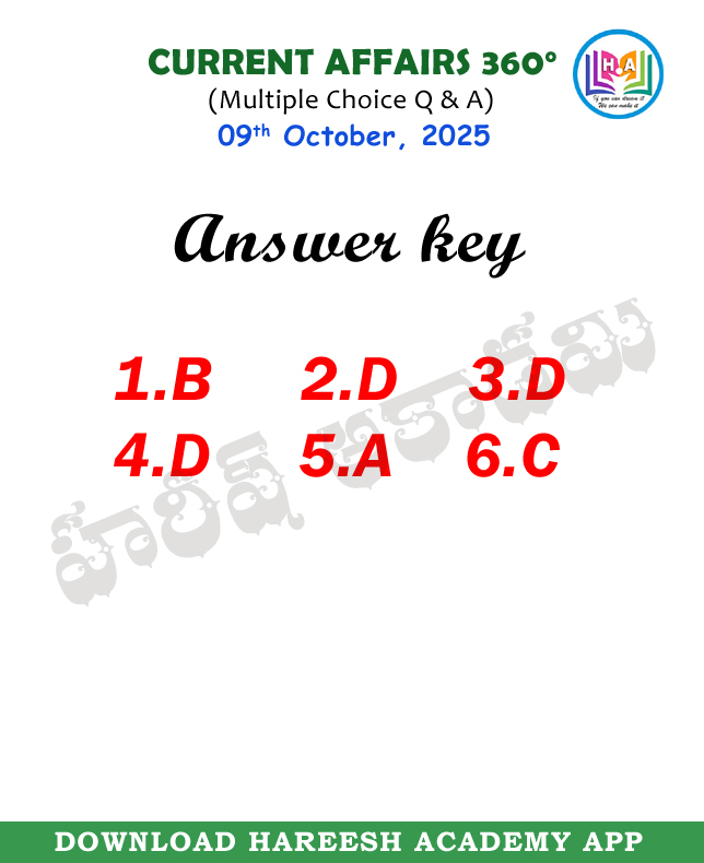 NANDAMSIR's tweet image. Current Affairs 360 | Multiple Choice Questions | 09th October, 2025 | Education | Telugu | HareeshAcademy
Follow 🚶‍🚶‍ the page for daily updates
#multiplechoice #questionandanswer #questions #Governmentjobs #hareeshacademy #GeneralKnowledge #onlinecoaching #dailycurrentaffairs