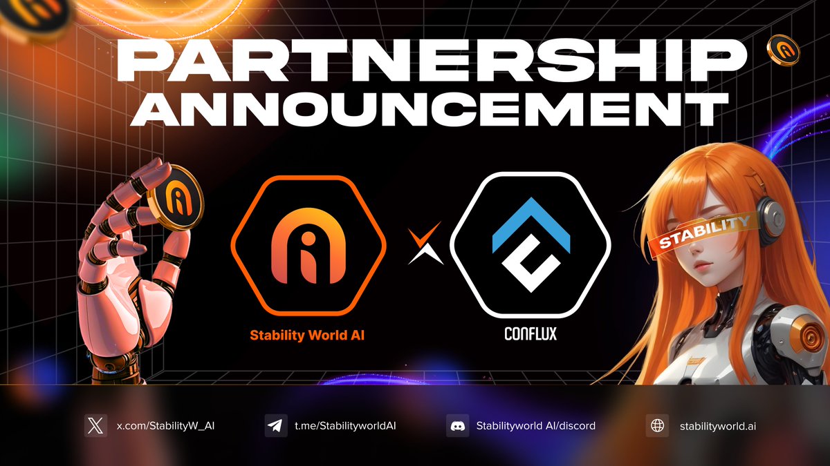 StabilityW_AI's tweet image. 🌐 PARTNERSHIP ANNOUNCEMENT

We’re thrilled to announce our collaboration with @Conflux_Network , a leading Layer-1 blockchain known for its hybrid PoW + PoS consensus, regulatory compliance in Asia, and powerful infrastructure connecting decentralized economies worldwide.…